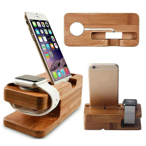 Wooden Phone Charging Dock Station for Mobile Phone - Charger Base For Apple Watch - Galactic Budz